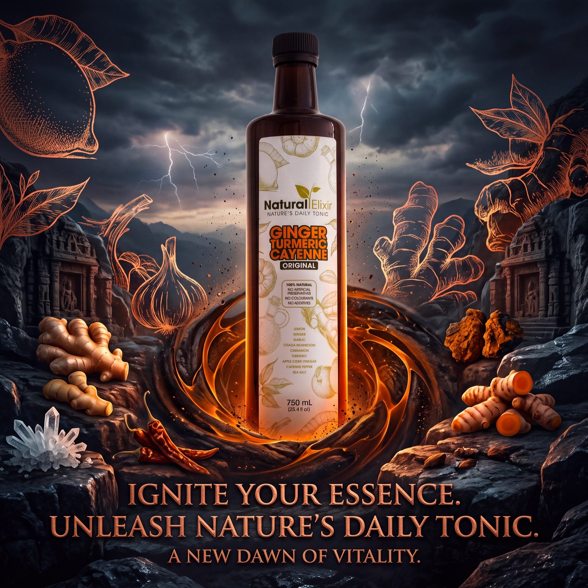 Promotional poster artwork for Natural Elixir Classic health tonic